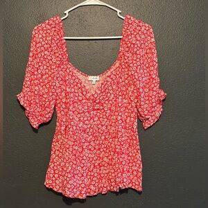 Calista Red Floral Blouse